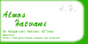 almos hatvani business card